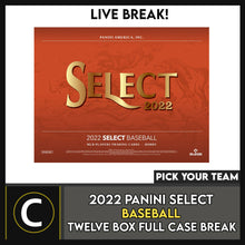 Load image into Gallery viewer, 2022 PANINI SELECT BASEBALL 12 BOX (FULL CASE) BREAK #A1488 - PICK YOUR TEAM