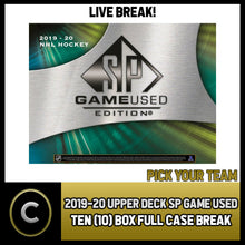 Load image into Gallery viewer, 2019-20 UPPER DECK SP GAME USED 10 BOX (FULL CASE) BREAK #H1025 - PICK YOUR TEAM