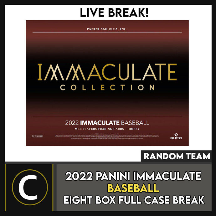 2022 PANINI IMMACULATE BASESBALL 8 BOX (FULL CASE) BREAK #A1482 - RANDOM TEAM