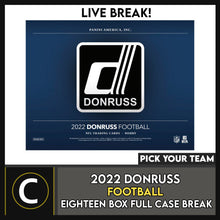 Load image into Gallery viewer, 2022 DONRUSS FOOTBALL 18 BOX (FULL CASE) BREAK #F1103 - PICK YOUR TEAM