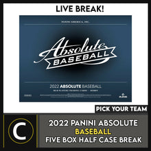 Load image into Gallery viewer, 2022 PANINI ABSOLUTE BASEBALL 5 BOX (HALF CASE) BREAK #A1454 - PICK YOUR TEAM