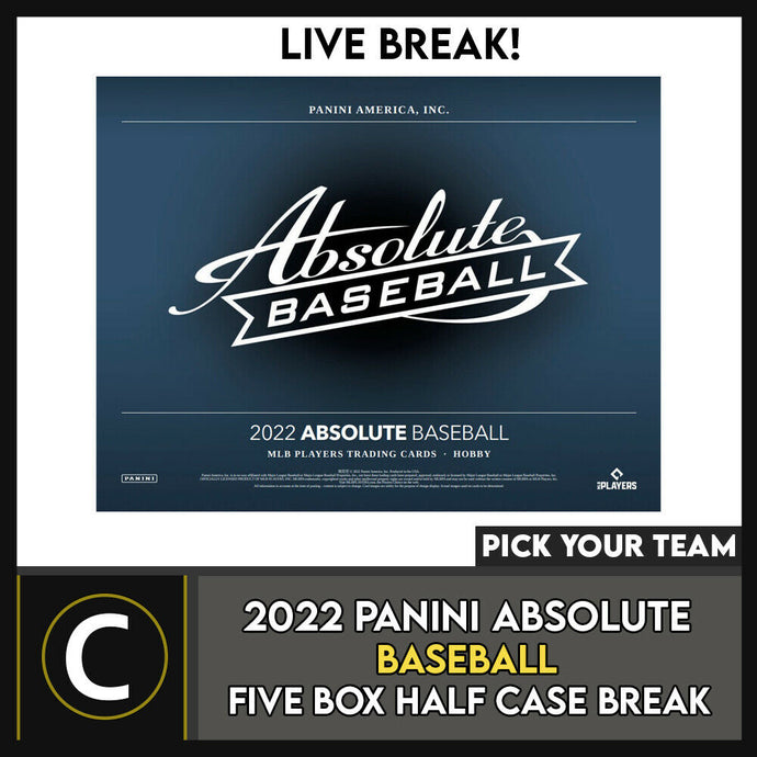2022 PANINI ABSOLUTE BASEBALL 5 BOX (HALF CASE) BREAK #A1454 - PICK YOUR TEAM