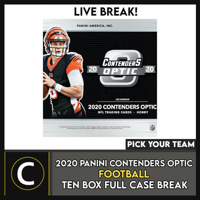 2020 PANINI CONTENDERS OPTIC FOOTBALL 10 BOX CASE BREAK #F673 - PICK YOUR TEAM