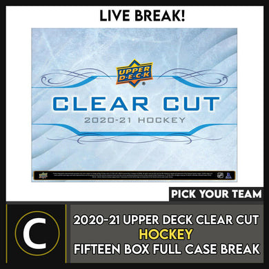 2020-21 UPPER DECK CLEAR CUT HOCKEY 15 BOX CASE BREAK #H1303 - PICK YOUR TEAM -