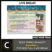 Load image into Gallery viewer, 2022 TOPPS DYNASTY BASEBALL 5 BOX (FULL CASE) BREAK #A1728 - PICK YOUR TEAM