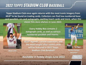 2022 Topps Stadium Club Baseball Hobby Box - Free Shipping