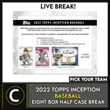 Load image into Gallery viewer, 2022 TOPPS INCEPTION BASEBALL 8 BOX (HALF CASE) BREAK #A1464 - PICK YOUR TEAM