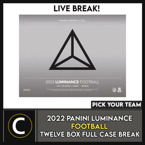 2022 PANINI LUMINANCE FOOTBALL 12 BOX (FULL CASE)  BREAK #F976 - PICK YOUR TEAM