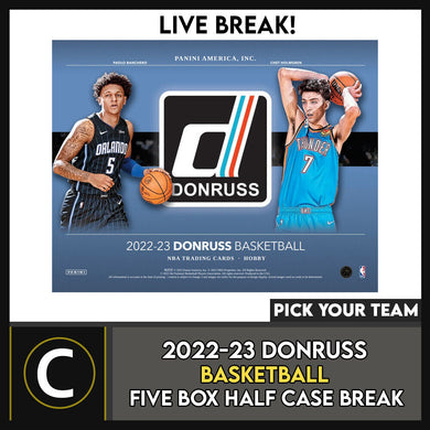 2022-23 DONRUSS BASKETBALL 5 BOX (HALF CASE) BREAK #B900 - PICK YOUR TEAM