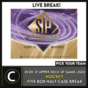 2020-21 UPPER DECK SP GAME USED HOCKEY 5 BOX BREAK #H1334 - PICK YOUR TEAM