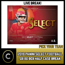 Load image into Gallery viewer, 2019 PANINI SELECT FOOTBALL 6 BOX (HALF CASE) BREAK #F451 - PICK YOUR TEAM