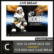 Load image into Gallery viewer, 2021-22 UPPER DECK SPX HOCKEY 5 BOX (HALF CASE) BREAK #H1429 - RANDOM TEAMS