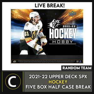2021-22 UPPER DECK SPX HOCKEY 5 BOX (HALF CASE) BREAK #H1429 - RANDOM TEAMS