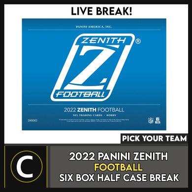 2022 PANINI ZENITH FOOTBALL 6 BOX (HALF CASE) BREAK #F1096 - PICK YOUR TEAM