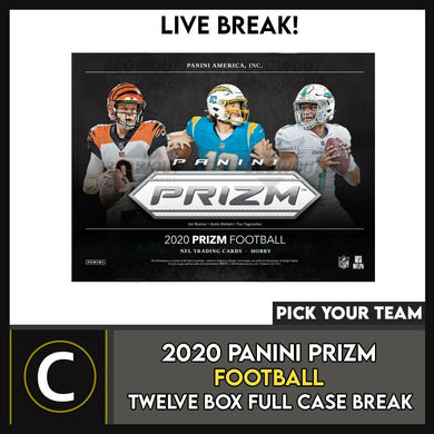 2020 PANINI PRIZM FOOTBALL 12 BOX (FULL CASE) BREAK #F609 - PICK YOUR TEAM