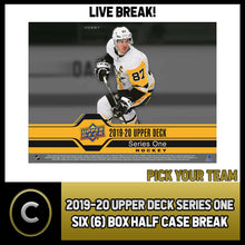 Load image into Gallery viewer, 2019-20 UPPER DECK SERIES 1 HOCKEY 6 BOX HALF CASE BREAK #H1178 - PICK YOUR TEAM