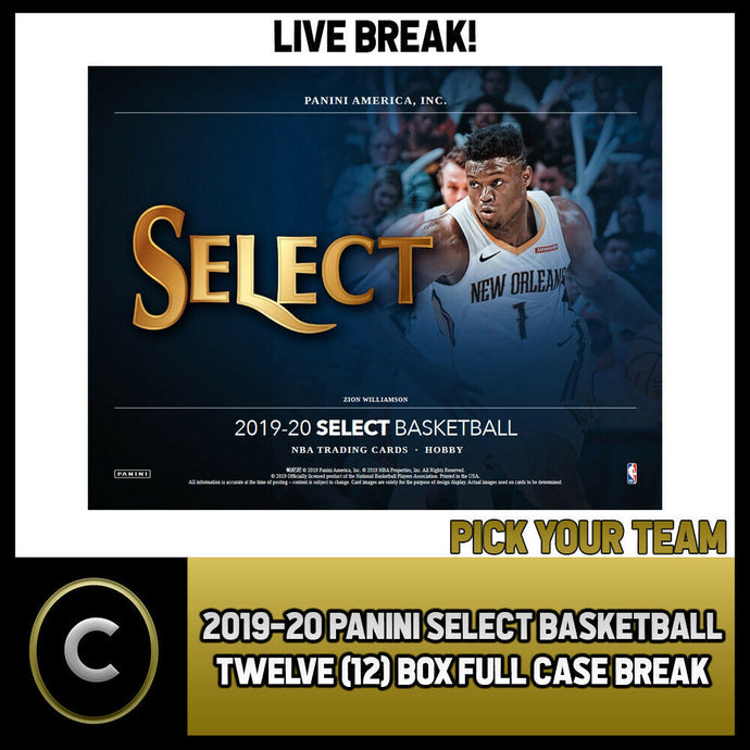 2019-20 PANINI SELECT BASKETBALL 12 BOX (FULL CASE) BREAK #B361 - PICK YOUR TEAM
