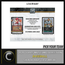 Load image into Gallery viewer, 2020 TOPPS MUSEUM COLLECTION 6 BOX HALF CASE BREAK #A895 - PICK YOUR TEAM