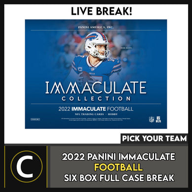 2022 PANINI IMMACULATE FOOTBALL 6 BOX (FULL CASE) BREAK #F1117 - PICK YOUR TEAM