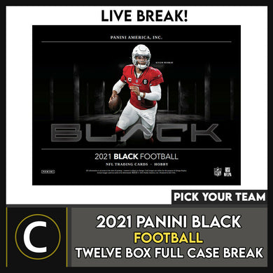 2021 PANINI BLACK FOOTBALL 12 BOX (FULL CASE) BREAK #F779 - PICK YOUR TEAM