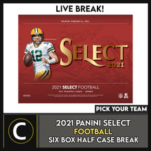 Load image into Gallery viewer, 2021 PANINI SELECT FOOTBALL 6 BOX (HALF CASE) BREAK #F967 - PICK YOUR TEAM