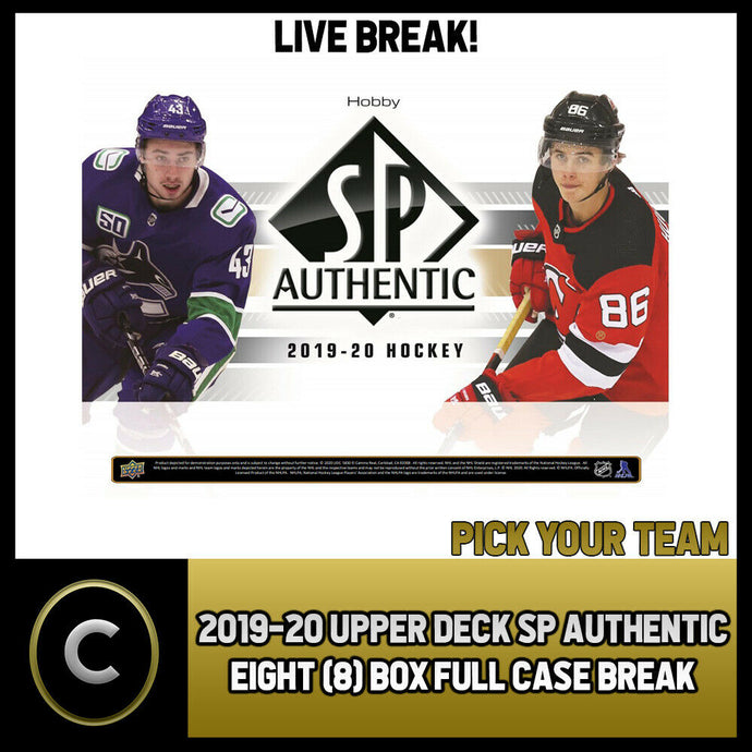 2019-20 UPPER DECK SP AUTHENTIC 8 BOX (FULL CASE) BREAK #H1051 - PICK YOUR TEAM