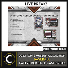 Load image into Gallery viewer, 2022 TOPPS MUSEUM COLLECTION BASEBALL 12 BOX CASE BREAK #A1539 - PICK YOUR TEAM