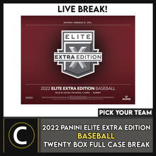 Load image into Gallery viewer, 2022 PANINI ELITE EXTRA BASEBALL 20 BOX FULL CASE BREAK #A1702 - PICK YOUR TEAM