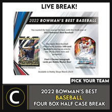 Load image into Gallery viewer, 2022 BOWAN&#39;S BEST BASEBALL 4 BOX (HALF CASE) BREAK #A1716 - PICK YOUR TEAM