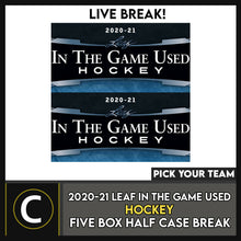 Load image into Gallery viewer, 2020-21 LEAF IN THE GAME USED HOCKEY 5 BOX BREAK #H1063 - PICK YOUR TEAM