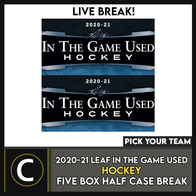 2020-21 LEAF IN THE GAME USED HOCKEY 5 BOX BREAK #H1063 - PICK YOUR TEAM