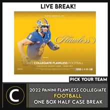 Load image into Gallery viewer, 2022 FLAWLESS COLLEGIATE FOOTBALL 1 BOX HALF CASE BREAK #F1050 - PICK YOUR TEAM
