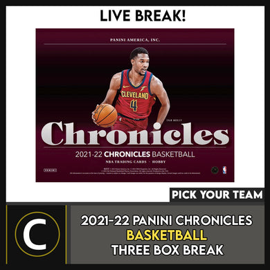 2021-22 PANINI CHRONICLES BASKETBALL 3 BOX BREAK #B853 - PICK YOUR TEAM
