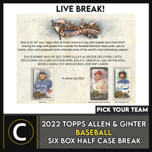 Load image into Gallery viewer, 2022 TOPPS ALLEN &amp; GINTER BASEBALL 6 BOX CASE BREAK #A1577 - PICK YOUR TEAM