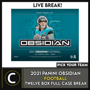 2021 PANINI OBSIDIAN FOOTBALL 12 BOX (FULL CASE) BREAK #F935 - PICK YOUR  TEAM