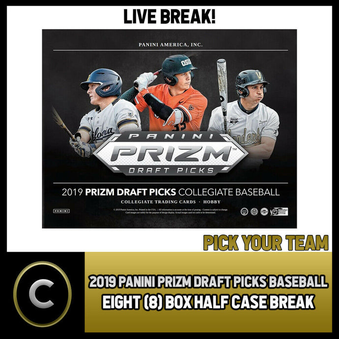 2019 PANINI PRIZM DRAFT BASEBALL 8 BOX (HALF CASE) BREAK #A854 - PICK YOUR TEAM