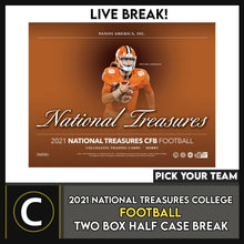 Load image into Gallery viewer, 2021 NATIONAL TREASURES COLLEGE FOOTBALL 2 BOX BREAK #F786 - PICK YOUR TEAM