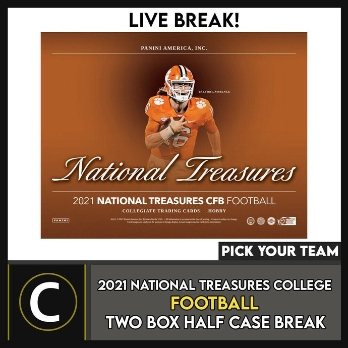 2021 NATIONAL TREASURES COLLEGE FOOTBALL 2 BOX BREAK #F786 - PICK YOUR TEAM