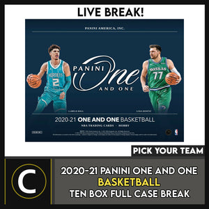 2020-21 PANINI ONE AND ONE BASKETBALL 10 BOX CASE BREAK #B710 - PICK YOUR TEAM