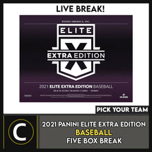 Load image into Gallery viewer, 2021 PANINI ELITE EXTRA BASEBALL 5 BOX BREAK #A1412 - PICK YOUR TEAM