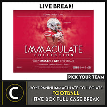 Load image into Gallery viewer, 2022 PANINI IMMACULATE COLLEGIATE FOOTBALL 5 BOX BREAK #F1014 - PICK YOUR TEAM