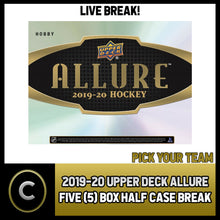Load image into Gallery viewer, 2019-20 UPPER DECK ALLURE HOCKEY 5 BOX (HALF CASE) BREAK #H928 - PICK YOUR TEAM