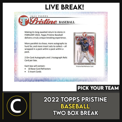 2022 TOPPS PRISTINE BASEBALL 2 BOX BREAK #A1476 - PICK YOUR TEAM