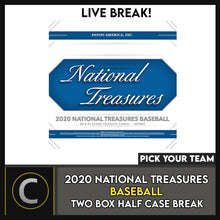 Load image into Gallery viewer, 2020 NATIONAL TREASURES BASEBALL 2 BOX (HALF CASE) BREAK #A986 - PICK YOUR TEAM