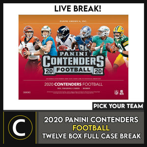 2020 PANINI CONTENDERS FOOTBALL 12 BOX (FULL CASE) BREAK #F638 - PICK YOUR TEAM