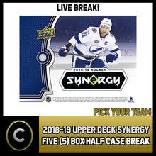 Load image into Gallery viewer, 2018-19 UPPER DECK SYNERGY 5 BOX (HALF CASE) BREAK #H1320 - PICK YOUR TEAM -