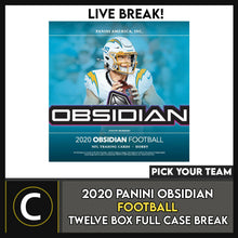 Load image into Gallery viewer, 2020 PANINI OBSIDIAN FOOTBALL 12 BOX (FULL CASE) BREAK #F644 - PICK YOUR TEAM