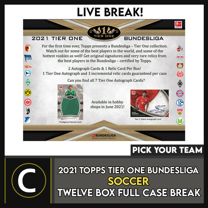 2020-21 TOPPS BUNDESLIGA TIER ONE 12 BOX FULL CASE BREAK #S175 - PICK YOUR TEAM