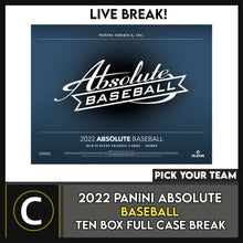 Load image into Gallery viewer, 2022 PANINI ABSOLUTE BASEBALL 10 BOX (FULL CASE) BREAK #A1498 - PICK YOUR TEAM