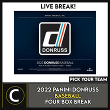 Load image into Gallery viewer, 2022 PANINI DONRUSS BASEBALL 4 BOX BREAK #A1405 - PICK YOUR TEAM